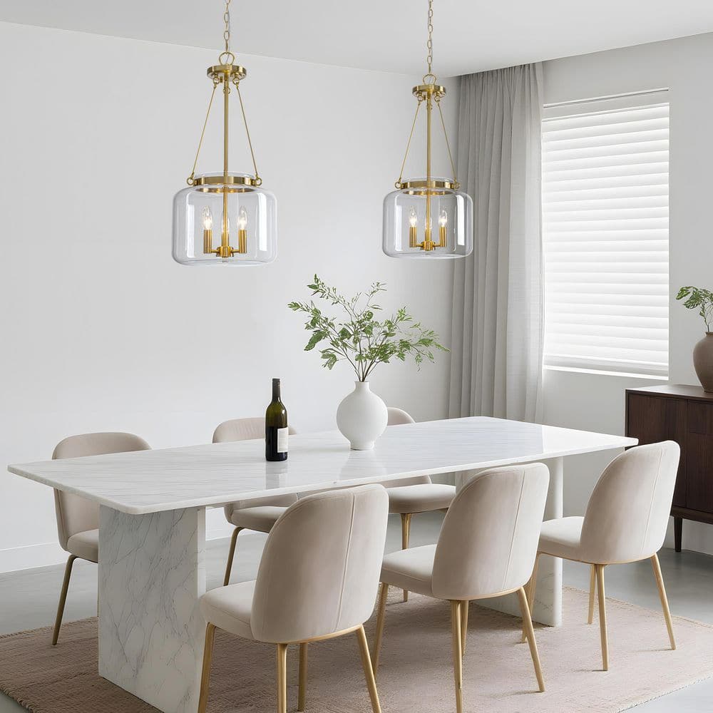 Modern 3-Light Brass Pendant Light with Clear Glass, Adjustable Chandelier Fixture for Kitchen Island Dining Room Foyer price history on PriceWatchPro