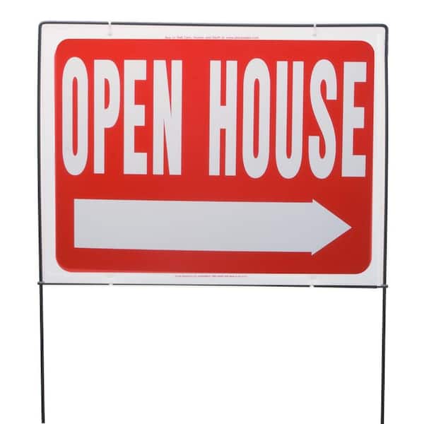 HY-KO 18 in. x 24 in. Plastic Open House Sign with Lawn Frame