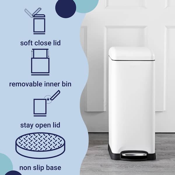 happimess Betty Retro 8 Gal. White Step-Open Trash Can HPM1007A