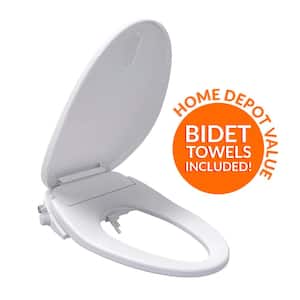 Bliss BB-500 Electric Bidet Seat for Elongated Toilets in White with Drylette Towels