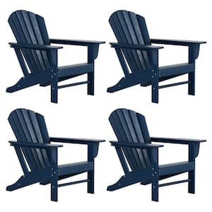 Mason Navy Blue Poly Plastic Outdoor Patio Classic Adirondack Chair, Fire Pit Chair (Set of 4)