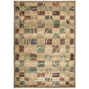 Expressions Beige 10 ft. x 13 ft. Geometric Contemporary Area Rug