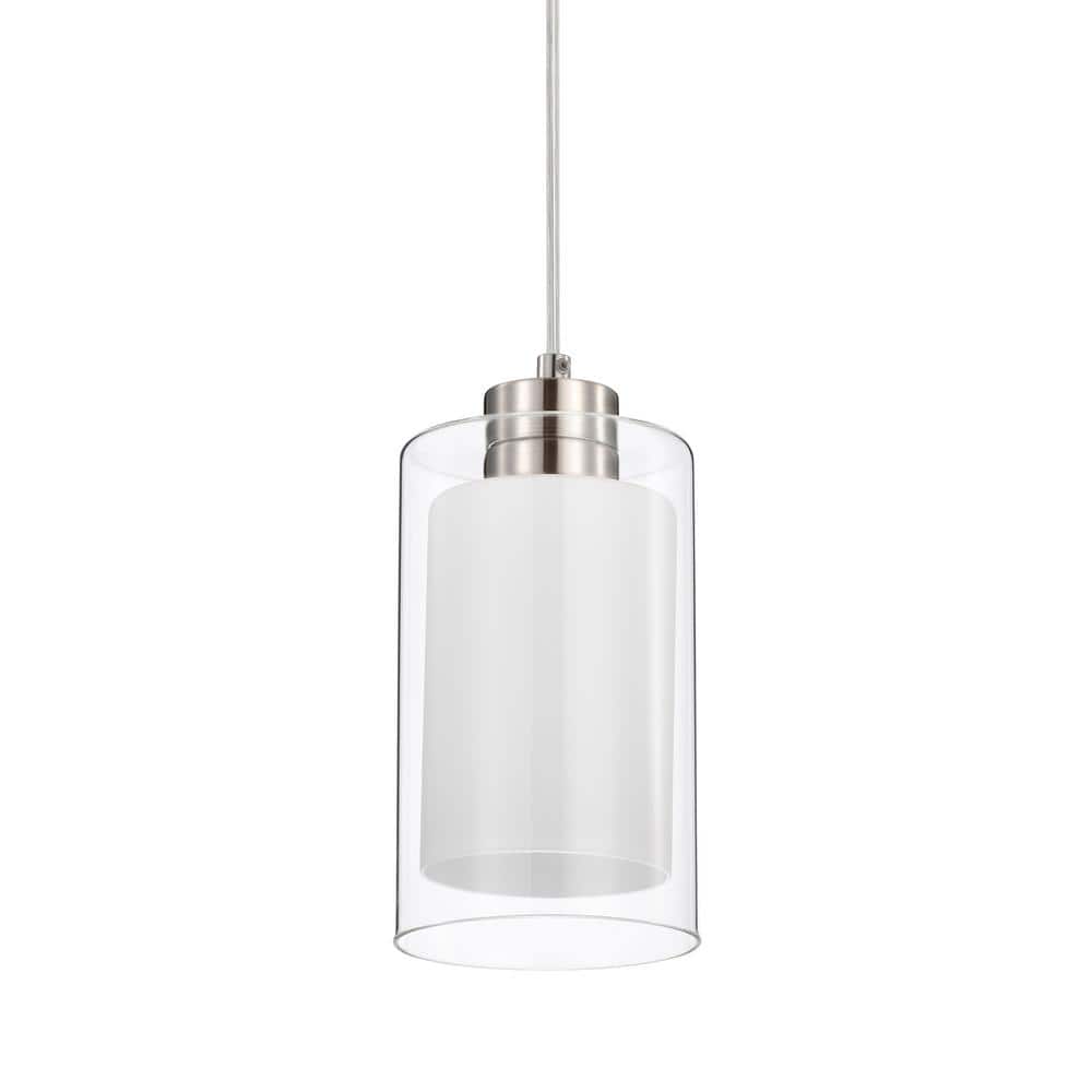 Brushed Nickel Mini Pendant with Dual Glass Shades