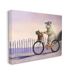 "Bunny Rabbit on Bike by Nautical Beach" by Lucia Heffernan Unframed Animal Canvas Wall Art Print 30 in. x 40 in.