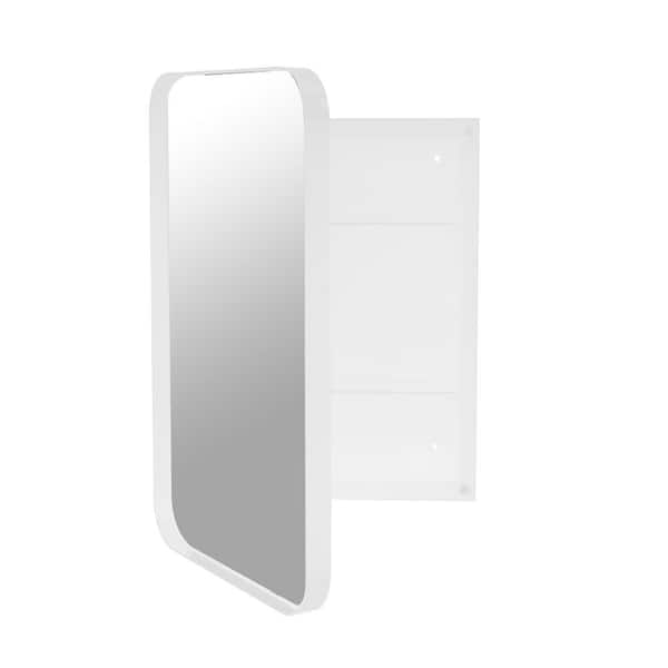 16 in. W x 24 in. H White Rectangular Metal Recessed Medicine Cabinet with Mirror and Adjustable Shelves