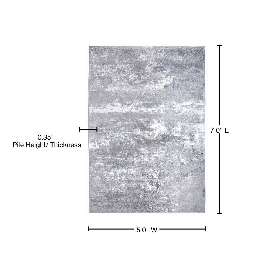 Modern Shades Abstract Gray Synthetic 5' x 7' Area Rug