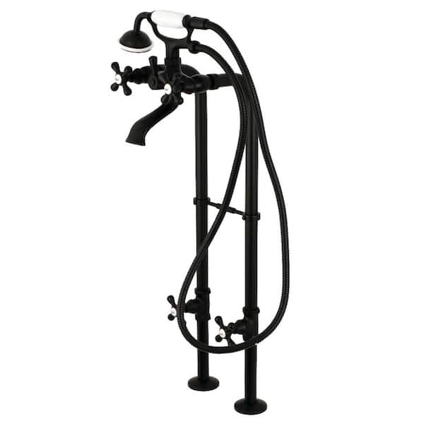 Kingston Brass Traditional 3-Handle Claw Foot Freestanding Tub Faucet with Handshower Combo Set in Matte Black