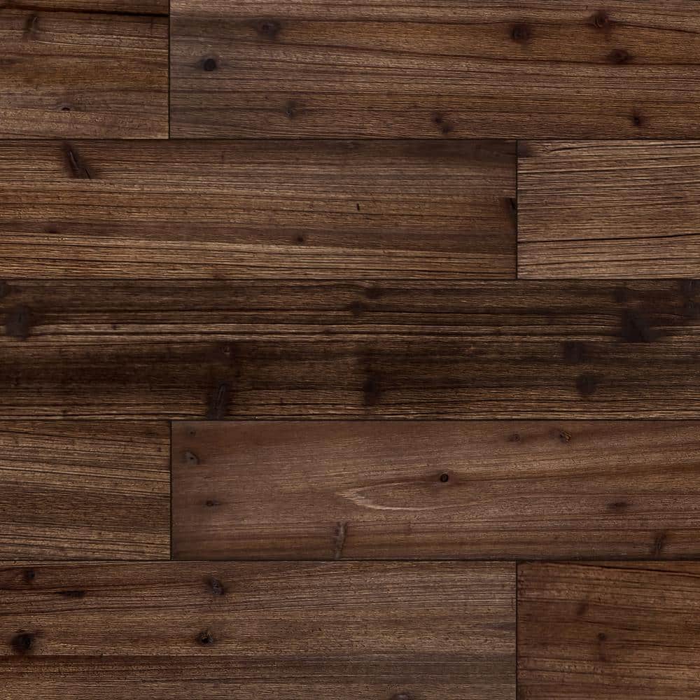 47.25" Brown Pine Wood Decorative Wall Paneling Planks