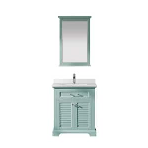 Lorna 30 in. Bath Vanity in Finnish Green with Composite Vanity Top in White with White Basin and Mirror
