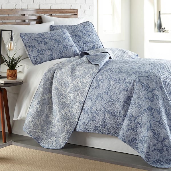 Southshore Fine Linens Perfect Paisley Reversible Blue 3-Piece Full/Queen Microfiber Quilt Set
