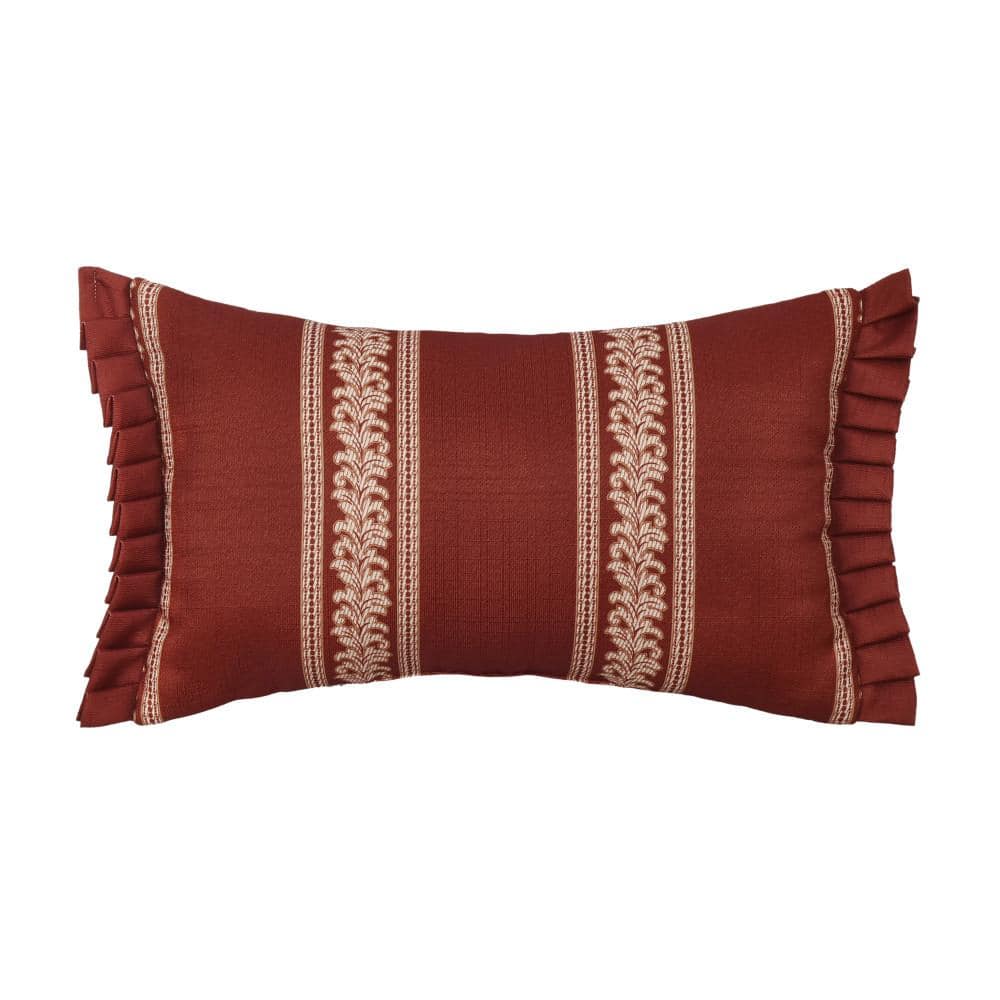 Lazia Red Polyester Damask Boudoir Decorative Throw Pillow 12 In. L X 20 In