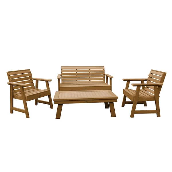 Highwood Weatherly Toffee 4-Piece Recycled Plastic Outdoor Conversation Set