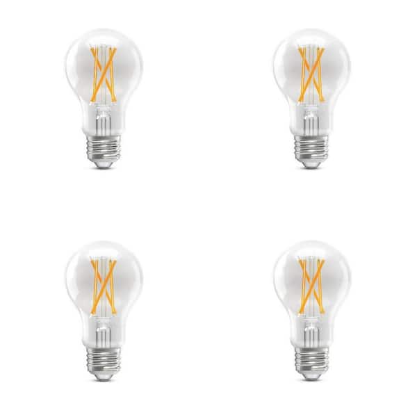 60-Watt Equivalent A19 Dimmable Clear Glass Filament LED Light Bulb Daylight (4-Pack)
