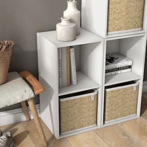 Quincy 23.7 in. Tall Stackable White Engineered wood 2-Shelf Modern Modular Slim Bookcase