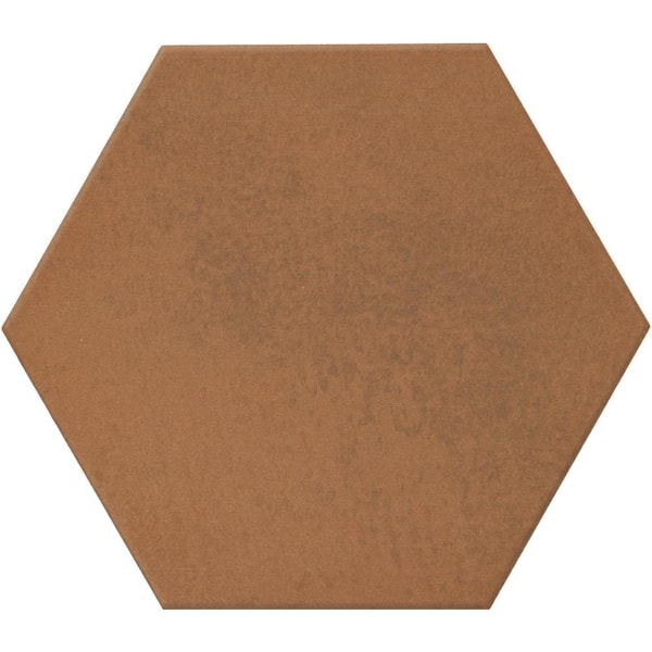 Daltile Moroccan Concrete Terra Cotta 8 in. x 9 in. Glazed Porcelain Hexagon Mosaic Tile Sample