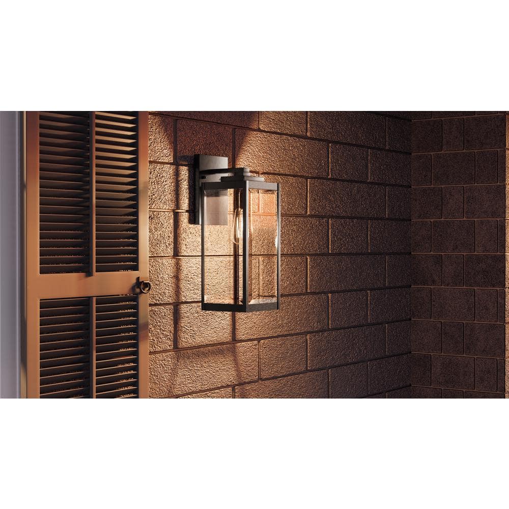 17" Black and Bronze Dimmable Outdoor Lantern Sconce
