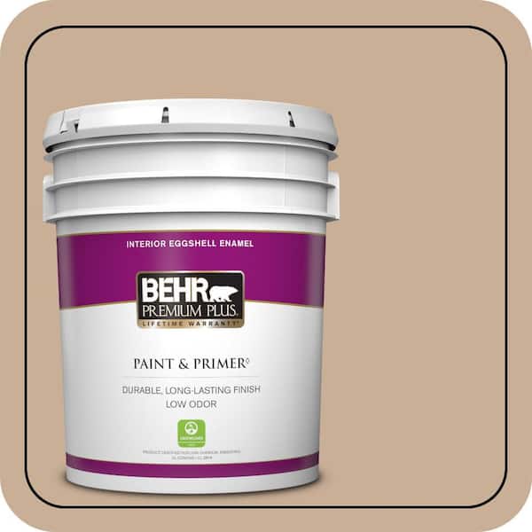 BEHR PREMIUM PLUS 5 gal. #280E-3 Toasted Wheat Eggshell Enamel Low Odor Interior Paint & Primer