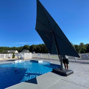 10 ft. x 13 ft. Patio Umbrella Aluminum Large Cantilever Umbrella for Garden Deck Backyard Pool in Gray