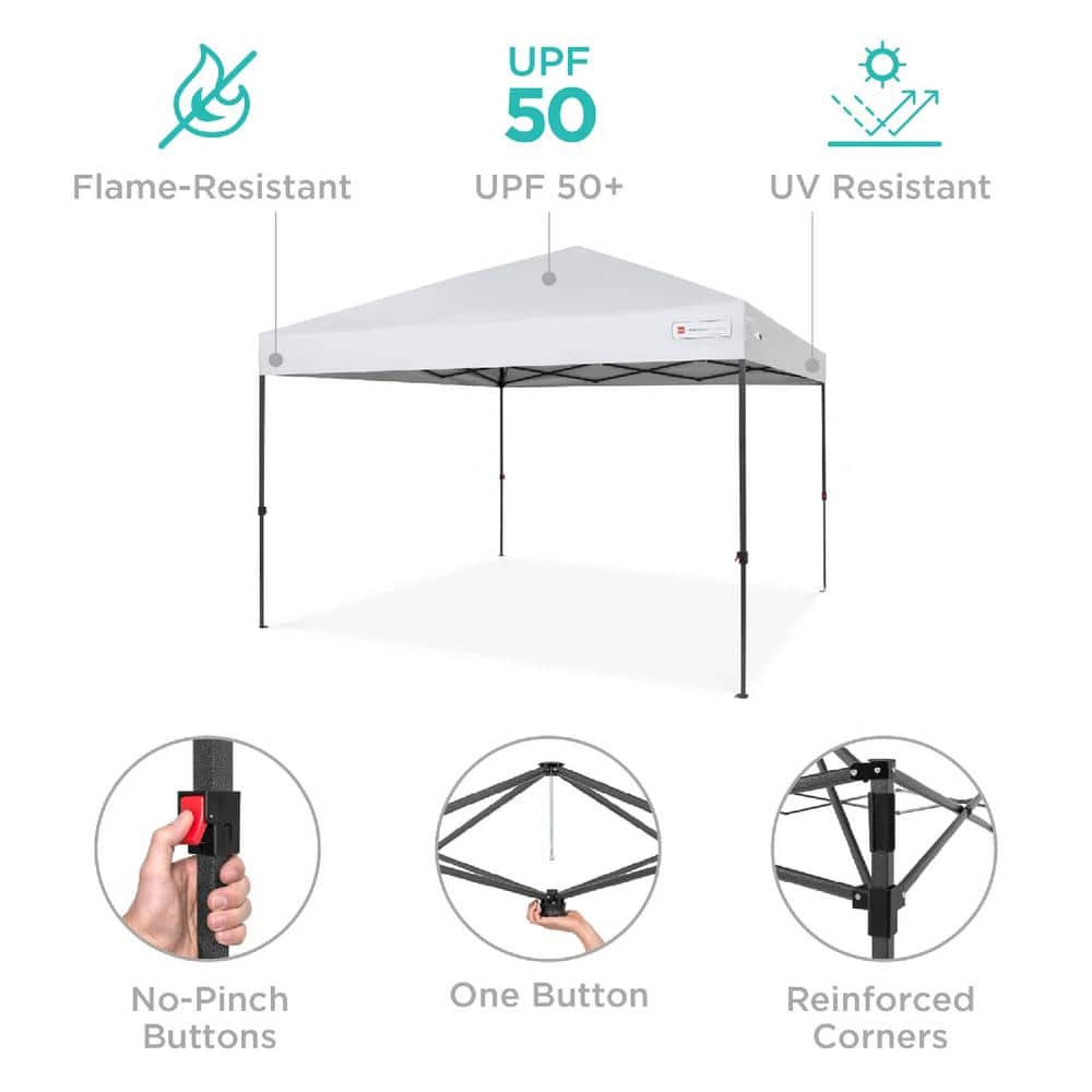 White 10x10ft Easy Setup Pop Up Canopy with Wheeled Case
