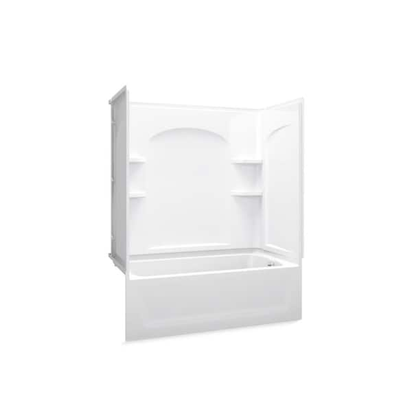 Ensemble 32 in. x 60 in. x 74 in. Bath and Shower Kit with Right-Hand Drain in White