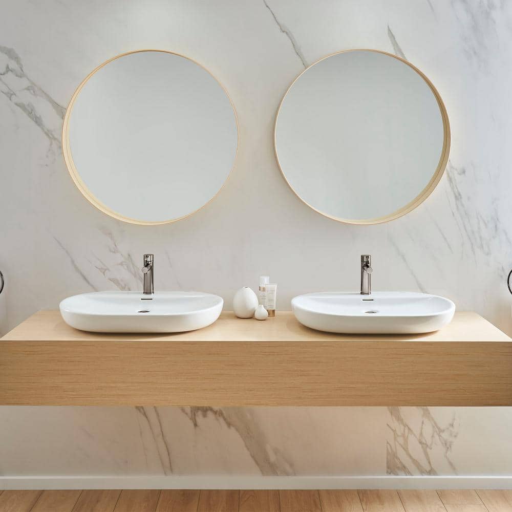 Alpine White Ceramic Oval Wall-Mount Vessel Sink