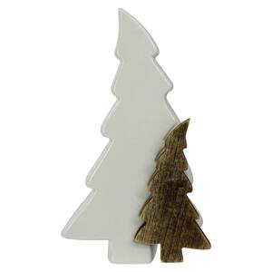 8.5 in. Ceramic and Wood Tabletop Christmas Tree Decor
