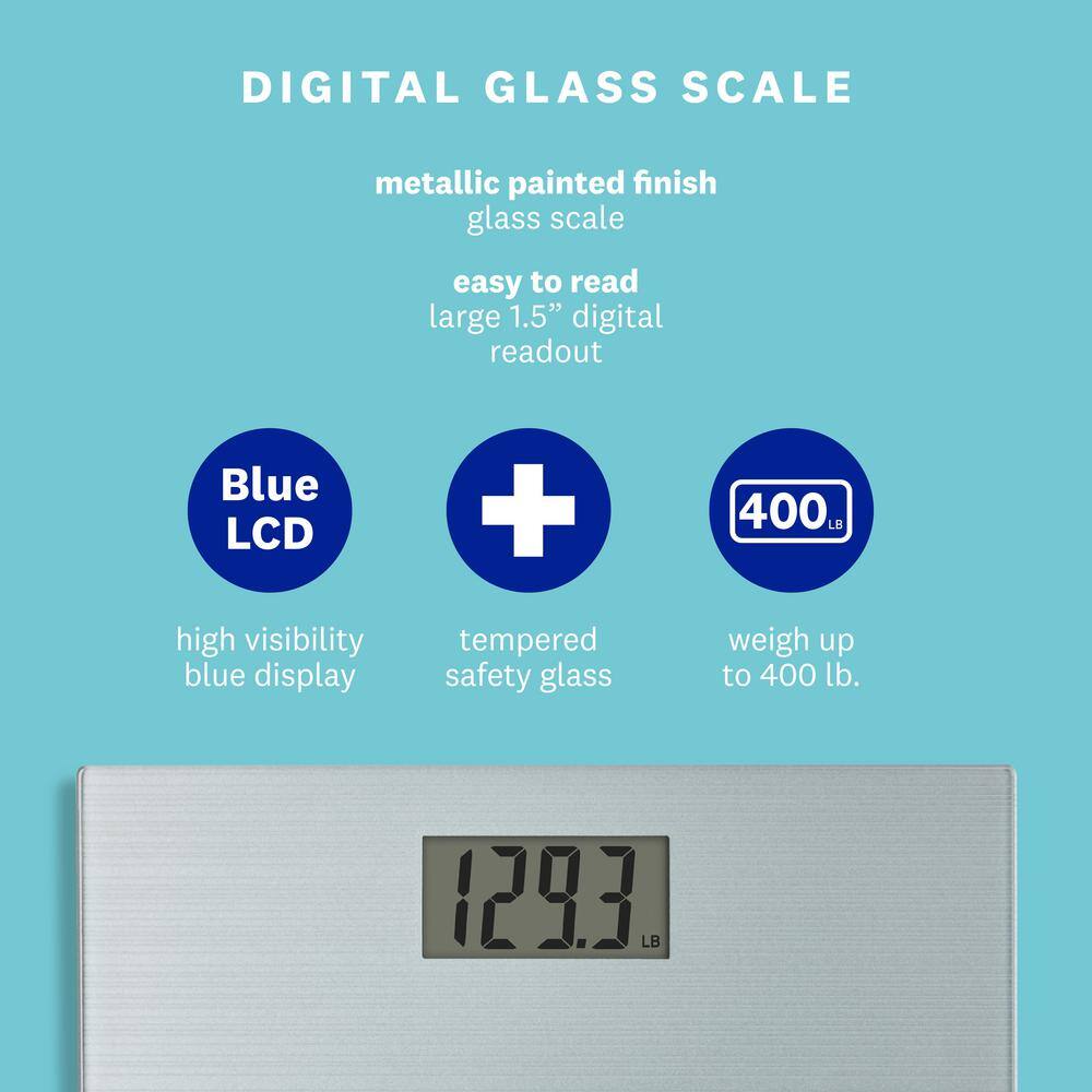 Silver Digital Glass Bathroom Scale with Large Display