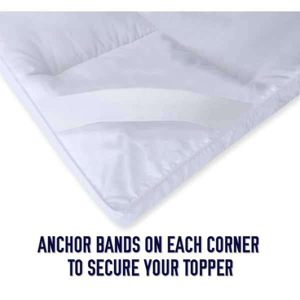 Extra Thick 2 Mattress Topper Hypoallergenic Fiber Pad Cover Non-Slip  Straps