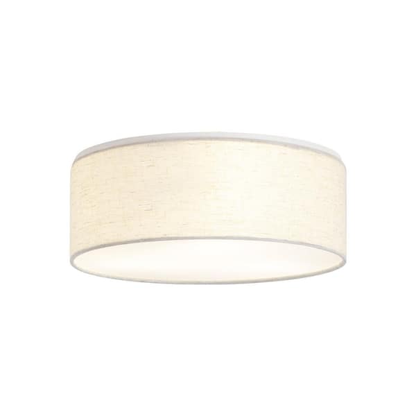 12.59 in. 3-Light Simple Flush Mount with Fabric Cover Shade and No Bulbs Included
