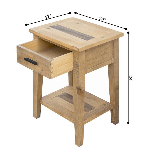Andmakers Ashford 16 9 In X 20 1 Brown Rectangular Reclaimed Wood End Table With Storage Shelf And Drawer Tw Eg Lt01 Rn The Home Depot Andmakers Ashford 16 9 In X 20 1, Reclaimed Wood End Table With Storage