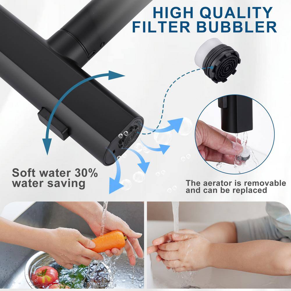 Matte Black Single Handle Pull Down Bar Faucet with Waterfall Spout