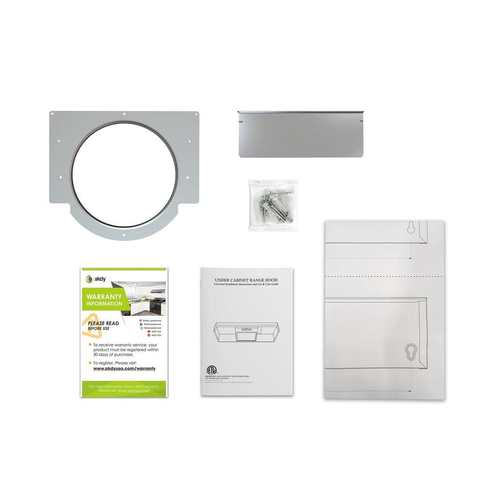 24-Inch White Stainless Steel Convertible Under Cabinet Range Hood