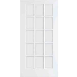 80 in. x 30 in. 15-Lite White Clear Glass French Interior Door Slab