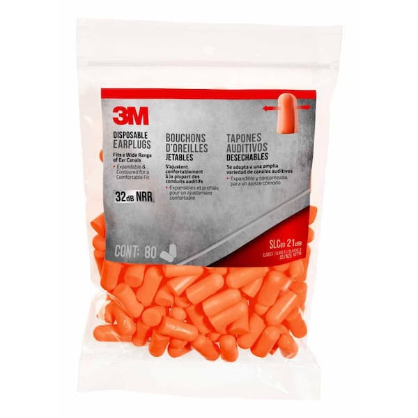 3M 32 DB Disposable Soft Foam Ear Plugs Orange 80 Pair