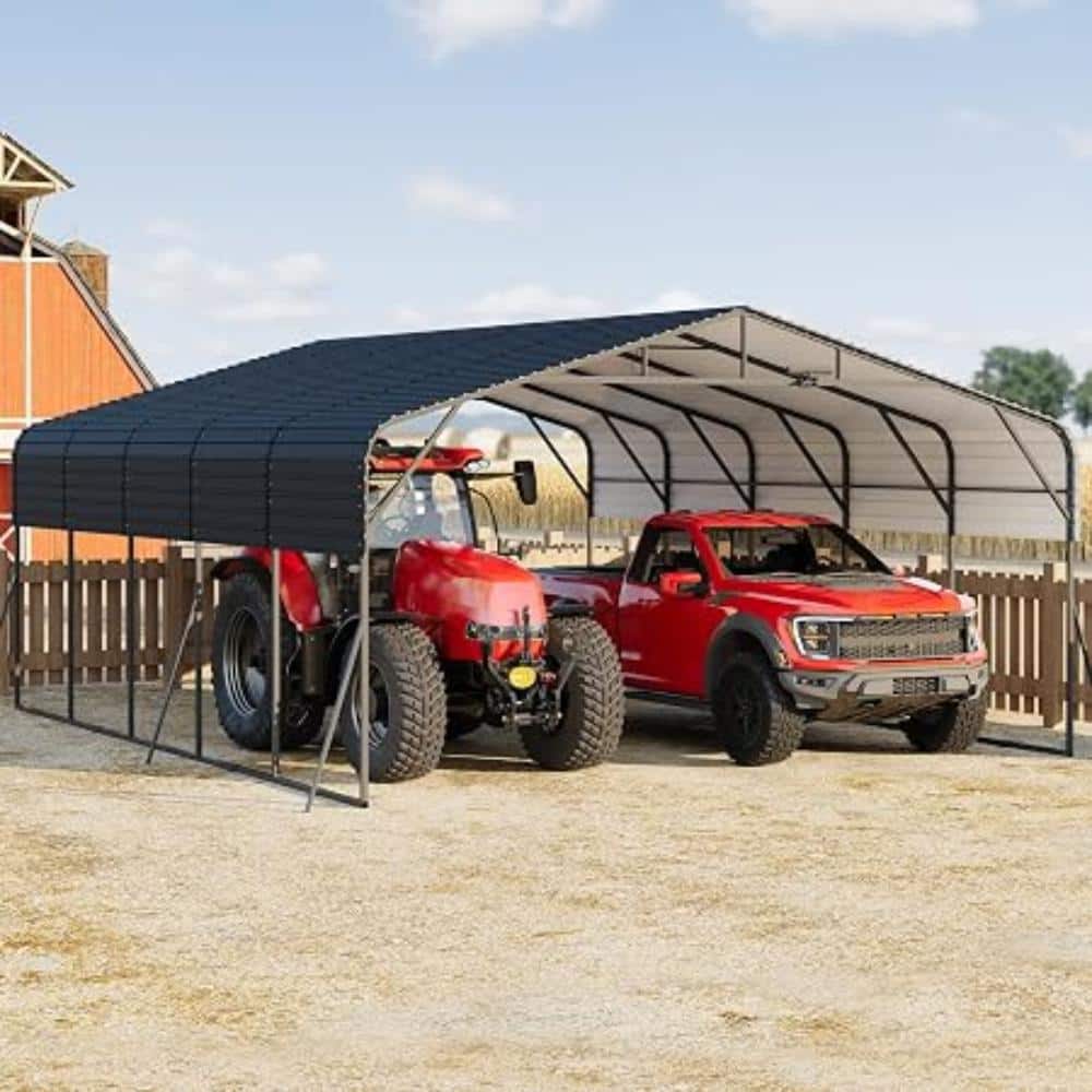 20x25FT Metal Carport with LED Light Galvanized Steel Roof, Outdoor Shelter for Trucks and Boats price history on PriceWatchPro
