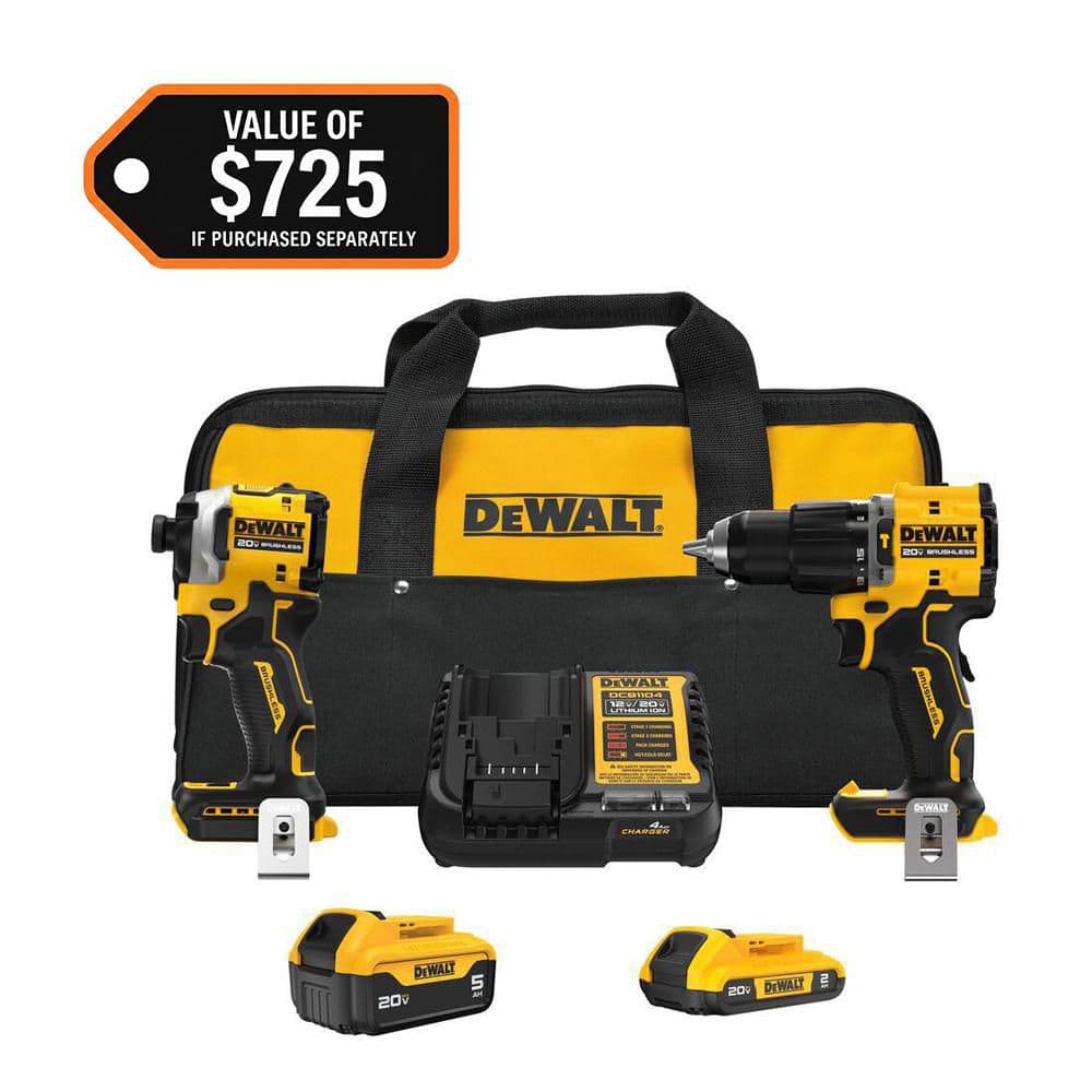 DEWALT ATOMIC 20V MAX Lithium-Ion Cordless 2-Tool Combo Kit with 5.0 Ah and 2.0 Ah Batteries, Charger and Kit Bag DCK200D1P1