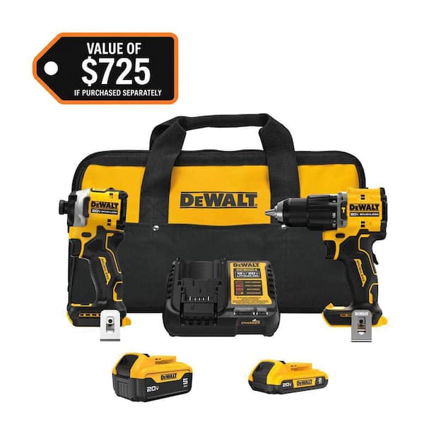 ATOMIC 20V MAX Lithium-Ion Cordless 2-Tool Combo Kit with 5.0 Ah and 2.0 Ah Batteries, Charger and Kit Bag