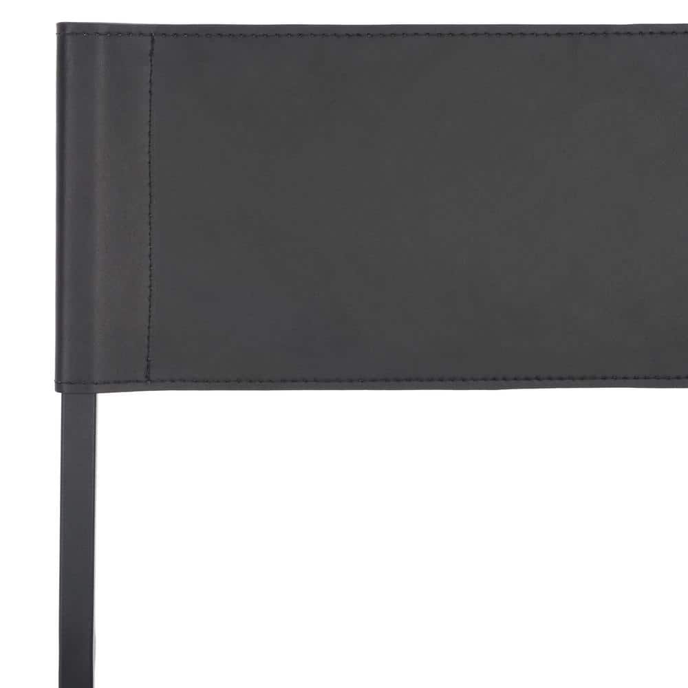 Layne Black Leather and Metal Minimalist Counter Stool