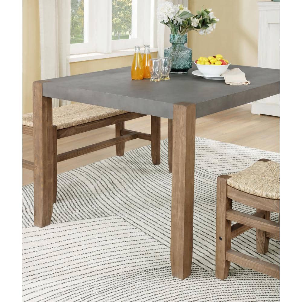 Loft-Style 30" Reclaimed Wood and Faux Concrete Dining Table