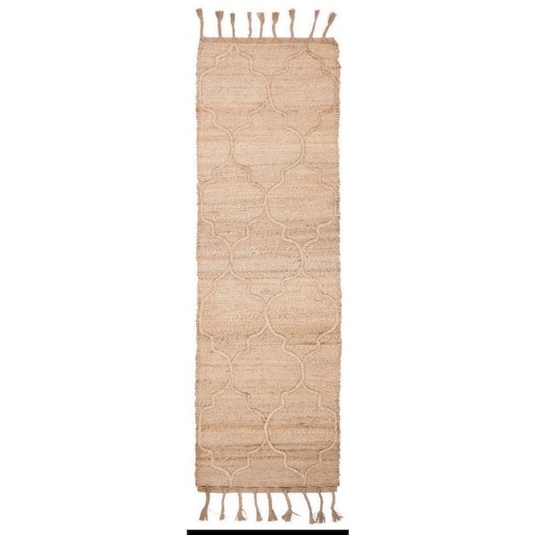 Natural Fiber 2 ft. x 10 ft. Natural Geometric Runner Rug
