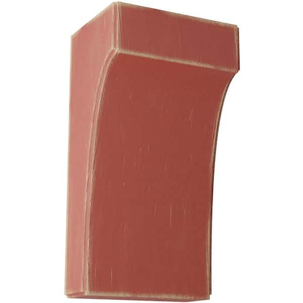 Ekena Millwork 5-1/4 in. x 10 in. x 4 in. Salvage Red Clarksville Wood Vintage Decor Bracket