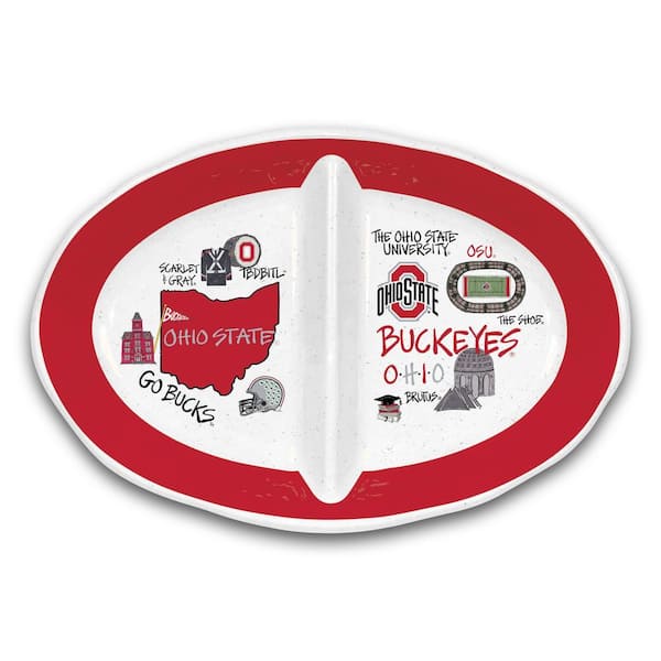 Ohio State 16.5 in. Assorted Colors 2 Section Melamine Serving Platter