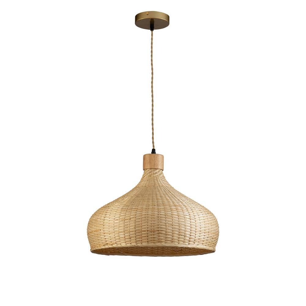 Rasa 1-Light Modern Natural Dome Pendant Light With Wood Accent in Brass Finish Natural Light for Nook and Bedroom price history on PriceWatchPro