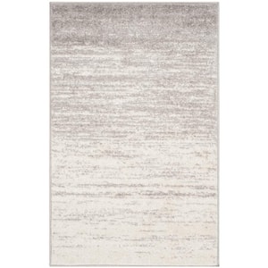 Adirondack Ivory/Silver 3 ft. x 4 ft. Solid Striped Area Rug