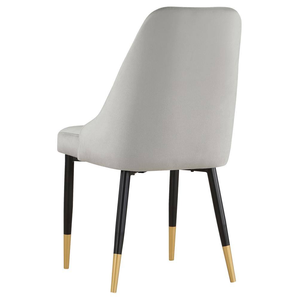 Gray Velvet Upholstered Side Chair with Metal Legs