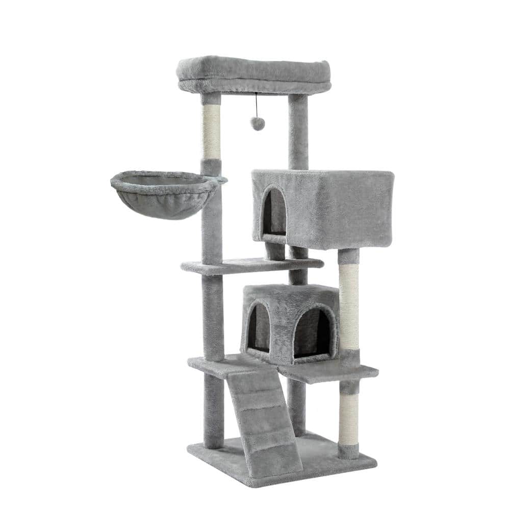 56.30 in. H Pet Cat Scratching Posts and Trees with Super Large Perch Double Condo Hammock in Gray price history on PriceWatchPro