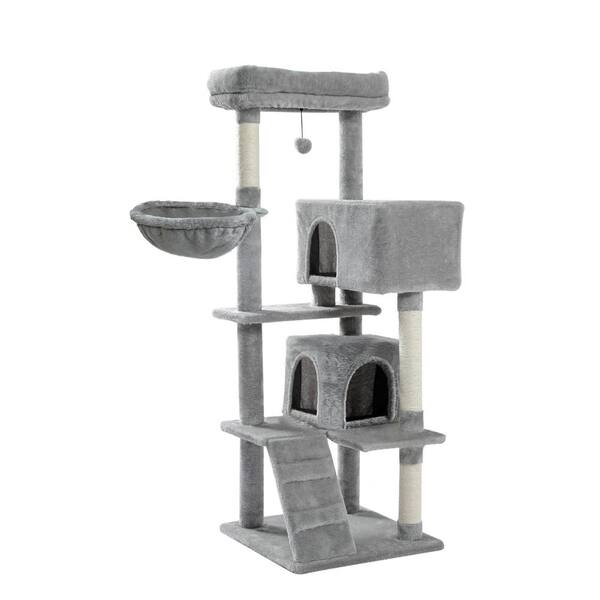 Roypet Multi-Level Cat Tree With Condo & Hammocks - Tall Cat Tower With Scratching Posts For Indoor Cats (Grey)