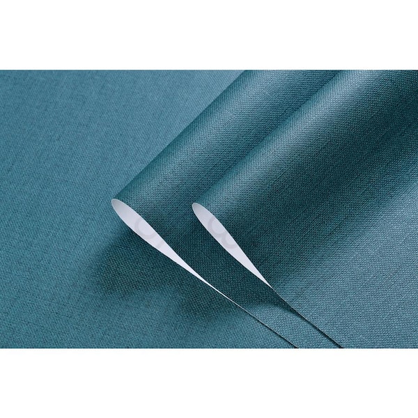 Ejoy Linen Texture Vinyl Peel and Stick Wallpaper Roll, DarkGreen, 2 ft. x 33 ft./Roll(1 Roll)
