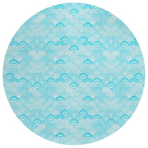 Surfside 8 ft. x 8 ft. Blue Geometric Indoor/Outdoor Area Rug