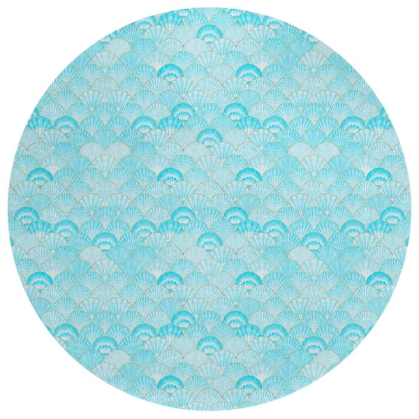 Addison Rugs Surfside 8 ft. x 8 ft. Blue Geometric Indoor/Outdoor Area Rug